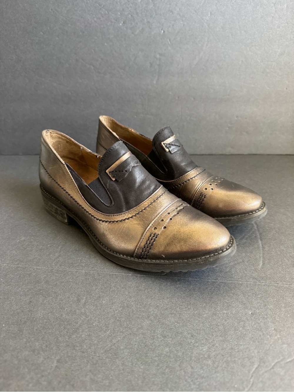 Casta Loafers Metallic Leather Shoes Slip On Vintage Style 39 - Picture 13 of 13